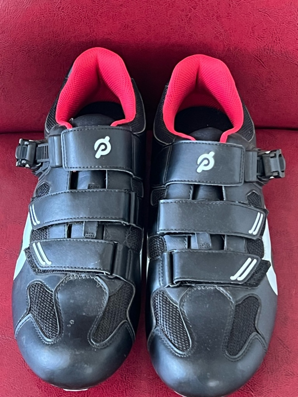 Peloton Men's Black Cycling Shoes with Red Interior